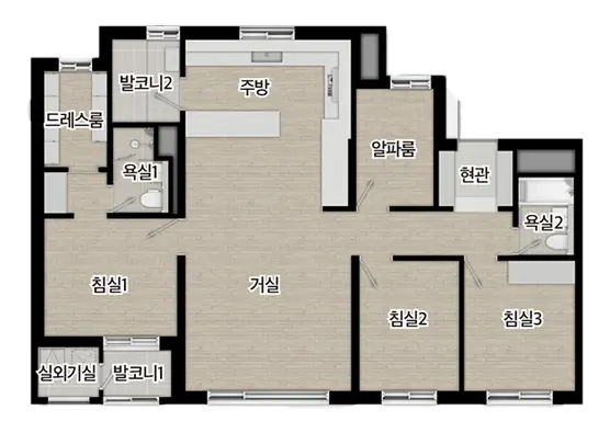 전용면적 84A타입 평면도